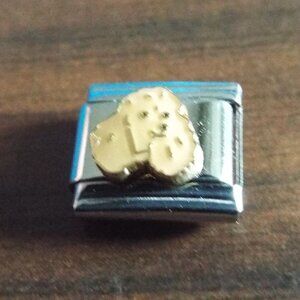 Beige enamel Poodle face 9mm stainless steel italian charm bracelet link new